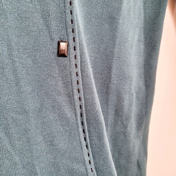 Vintage Coldwater Creek Teal Button-Up Knit Duster Cardigan Womens Size Petite M - Picture 4 of 6